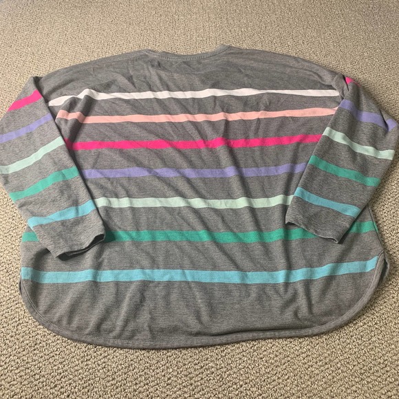 Cabana By Crown & Ivy Womens T-Shirt Size XL Gray Striped Baby Terry Pullover‎ - Picture 6 of 13